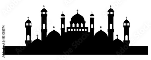 Mosque Silhouette Vector. Islamic Architecture and Cultural Landmark Design