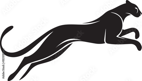 Running Cheetah Silhouette – Fast Leaping Wild Cat Vector Logo