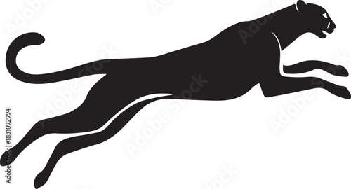 Running Cheetah Silhouette – Fast Leaping Wild Cat Vector Logo