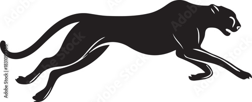 Running Cheetah Silhouette – Fast Leaping Wild Cat Vector Logo