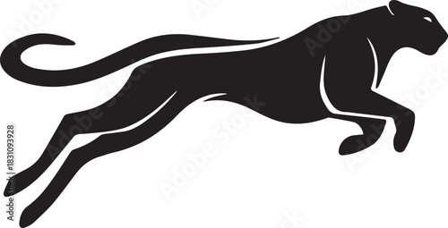 Running Cheetah Silhouette – Fast Leaping Wild Cat Vector Logo