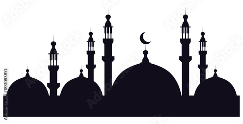 Mosque Silhouette Vector. Islamic Architecture and Cultural Landmark Design