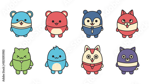 Cartoonish Critter Collective: An adorable assortment of cartoon critters, each boasting a unique design and charm, ready to bring smiles and brighten any project.