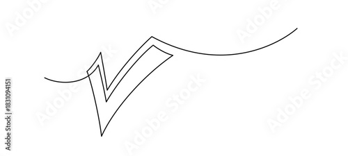 Continuous art line of check mark. Editable stroke
