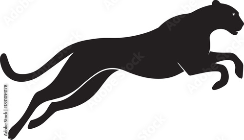 Running Cheetah Silhouette – Fast Leaping Wild Cat Vector Logo