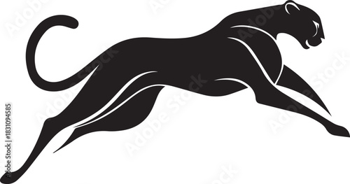 Running Cheetah Silhouette – Fast Leaping Wild Cat Vector Logo