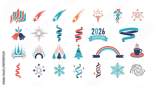 Festive Illustrations Collection: A vibrant assortment of holiday-themed illustrations, from celebratory ribbons to shimmering stars, ready to add a touch of joy and sparkle to your seasonal projects.