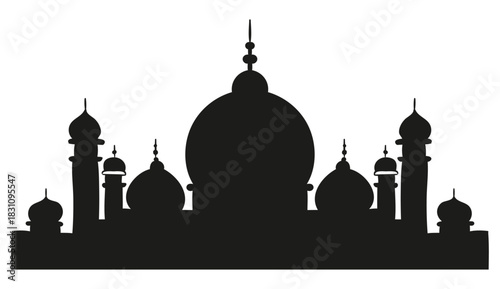 Mosque Silhouette Vector. Islamic Architecture and Cultural Landmark Design