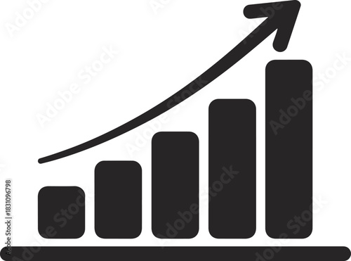 Growing graph icon. Business chart with arrow. Growths chart collection. Profit growing sumbol. Progress bar. Growing bar chart icon vector.