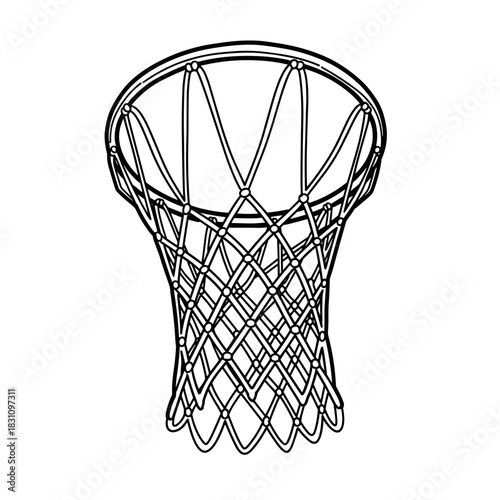 Basketball hoop net in black outline style for The NBA Cup  