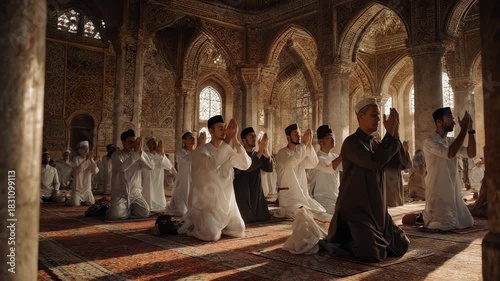 Muslims Praying in Mosque - A Moment of Spiritual Connection.