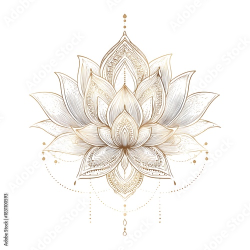 Intricate Golden Lotus Flower Mandala Design image