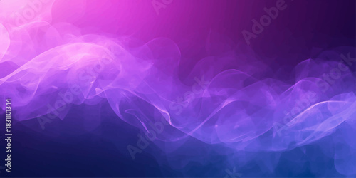 Abstract purple and blue background design featuring a flowing wave shape with smoke, light, and a swirl pattern for a dynamic motion backdrop
