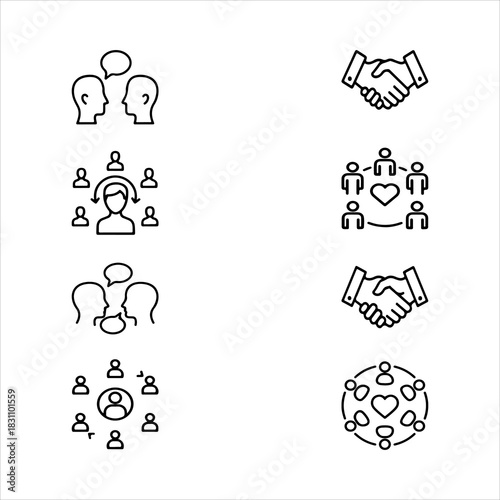 A Dynamic Global Human Interaction Icon Symbol, Showcasing Connection and Communication in a Flat Design Minimalist Vector for Digital Business Teamwork Success Growth.