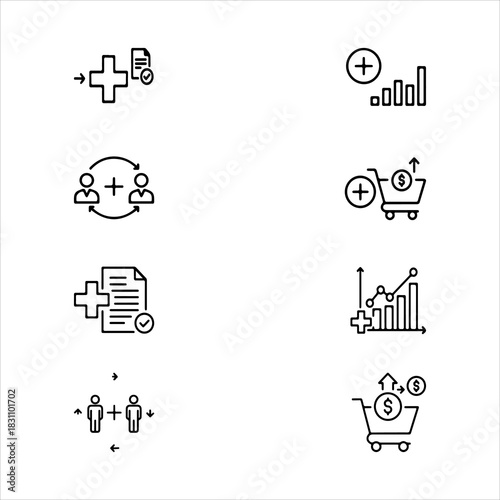 A Dynamic Digital Plus Icon Symbol, Showcasing Add and Create in a Flat Design Minimalist Vector for Business Growth Success Development Innovation.