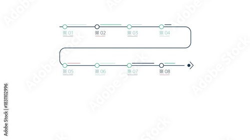 Animated business infographic element - snake timeline diagram