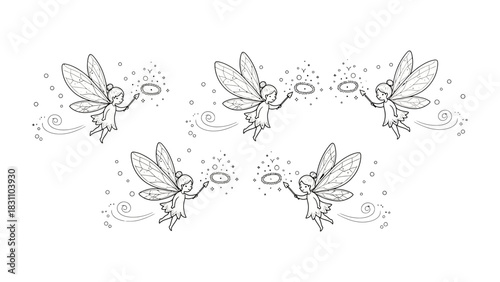 Whimsical Sprite Soiree: A gathering of graceful sprites dance and play. captured in delicate detail, the image celebrates the magic and wonder of fantasy.