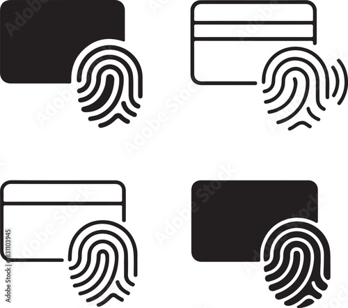 Isolated Biometric Payment Icon, biometric payment symbol, fingerprint tap pay icon, black minimal biometric design, secure payment tool for buyers, clean vector for digital commerce use