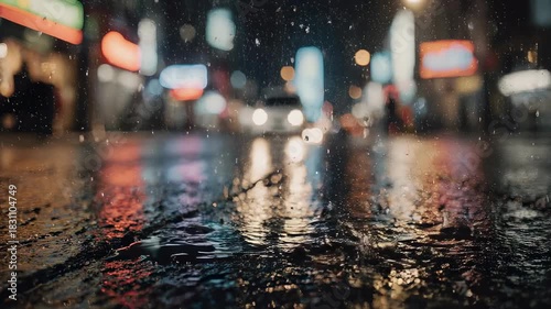 Rainy Night Cityscape - Reflections and Urban Atmosphere.
