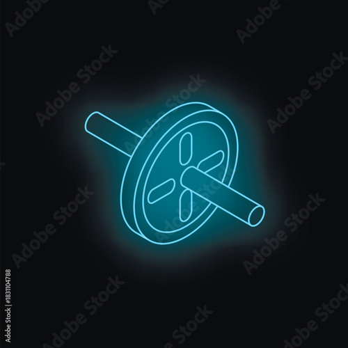 Glowing ab roller on dark background symbolizes commitment to fitness and active lifestyle