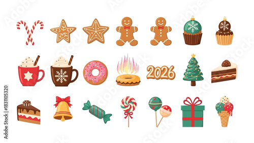 Festive Sweet Treats: A colorful assortment of holiday-themed sweets and baked goods.