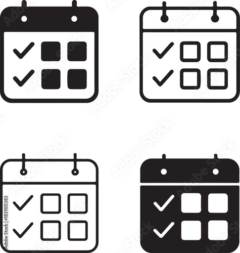 Isolated Habit Tracker Icon, habit tracker symbol, daily routine checklist icon, black minimal habit design, productivity habit tracker for buyers, clean vector for personal improvement use