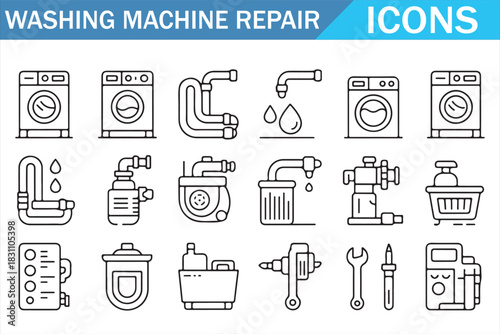Appliance Technician Service Icons for Laundry Repair