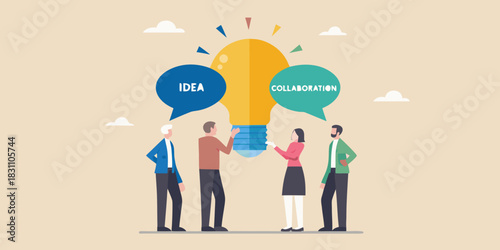Teamwork and collaboration sparking new ideas and innovation