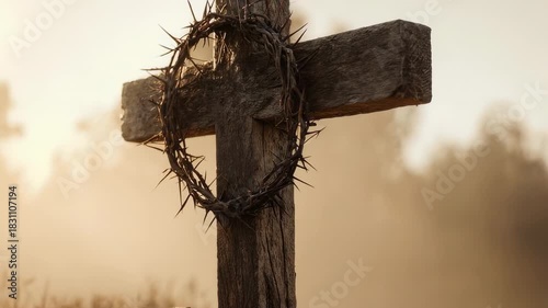 Symbolic Cross and Crown of Thorns - A Reflection on Faith and Sacrifice.
