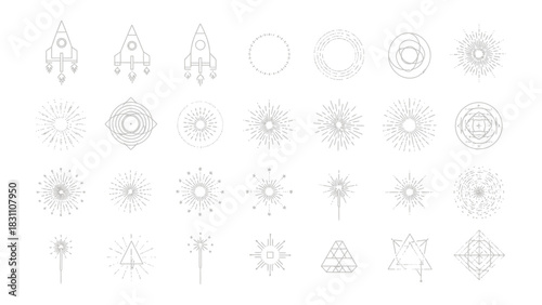 Sacred Geometry Collection: An assortment of intricate, geometric illustrations. Embodying spirituality and artistic design.