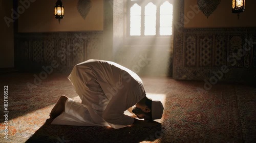 Spiritual Serenity - A Muslim Mans Devotion in Prayer.