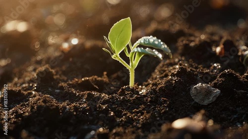 Time-Lapse of a Seed Sprouting and Growing into a Plant.
