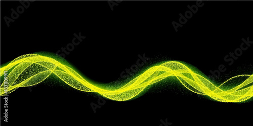 Abstract green curve wave pattern with glowing lines for a technology backdrop illustration