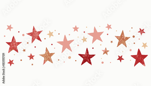 Colorful stars pattern illustration with red and pink hues