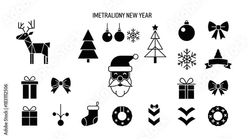 Festive Icons of the Season: A delightful collection of holiday-themed icons, featuring iconic symbols like Santa Claus.
