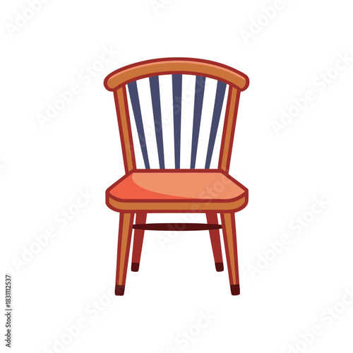 Classic wooden kitchen chair with spindle back and orange seat
