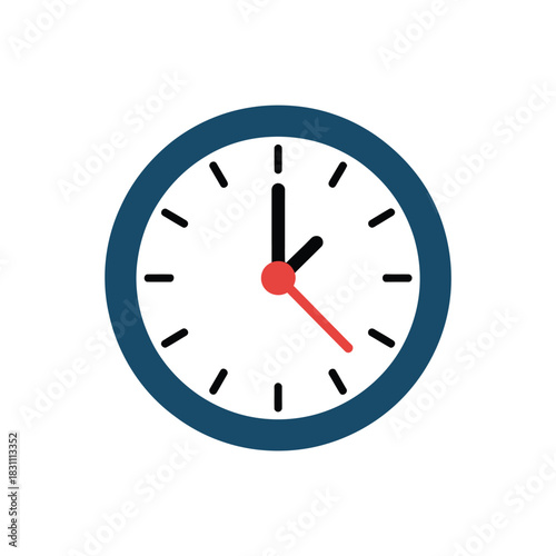 A simple analog clock shows a little past one o'clock on a white background.