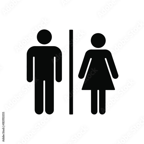 A universal symbol representing men's and women's restrooms is displayed.