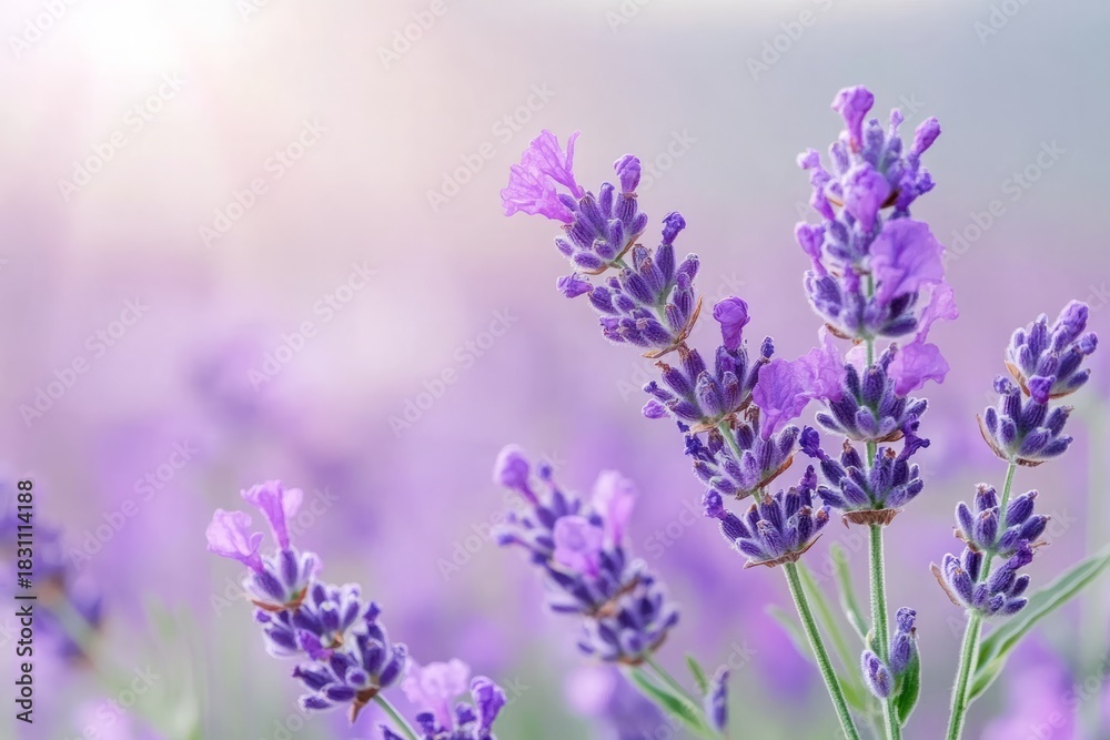Fototapeta premium Lavender flowers blooming in a fragrant field