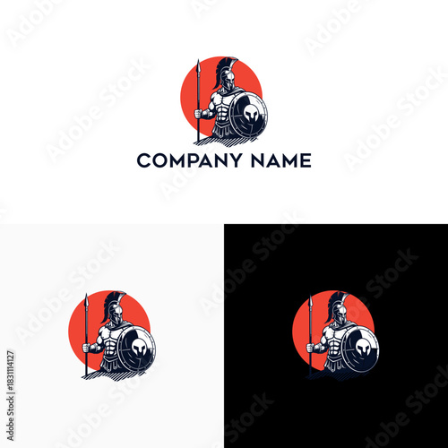 Symbolic illustration of a resolute ancient fighter, armed with a spear and shield, embodying valor and an enduring spirit of defense and protection