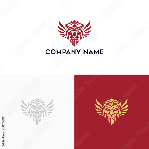 Regal lion head with majestic wings, a powerful and noble icon for a brand emblem or business crest