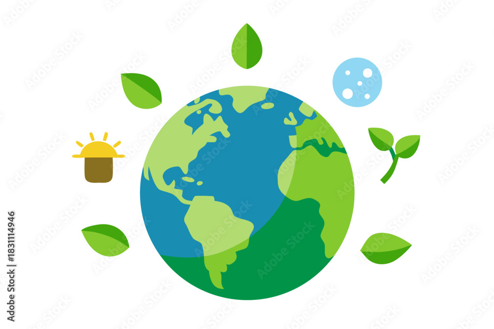 Obraz premium Earth with leaves around