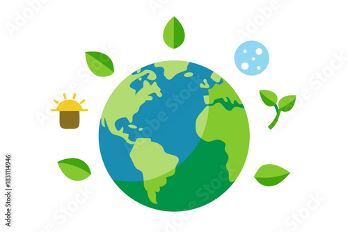 Earth with leaves around