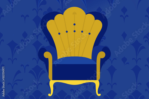 Elegant throne on blue