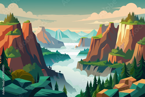 Mountains and clouds view