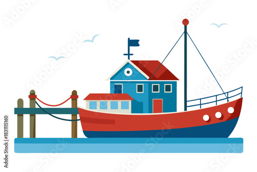 Boat docked at the pier