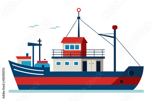 Cartoon fishing vessel art