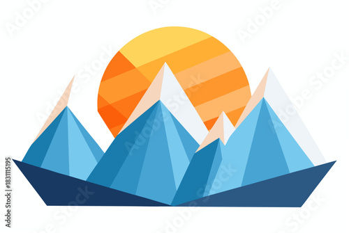 Mountains and sun scene