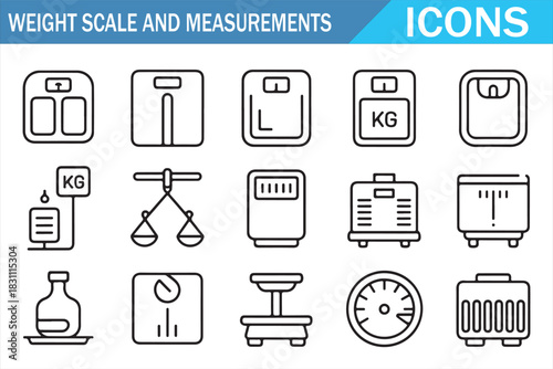 Modern Scale and Measurement Editable Stroke Vector Icons Set
