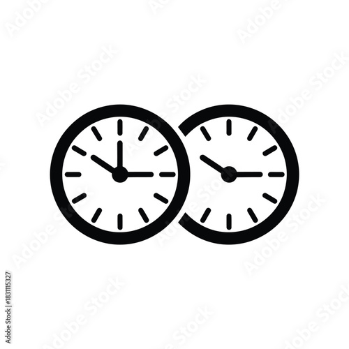 Two overlapping clocks indicate the concept of time management and scheduling.